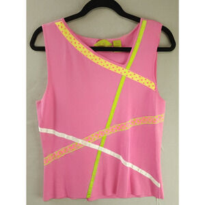 Prima Bella Pink Tank Top Women Large 80s Retro